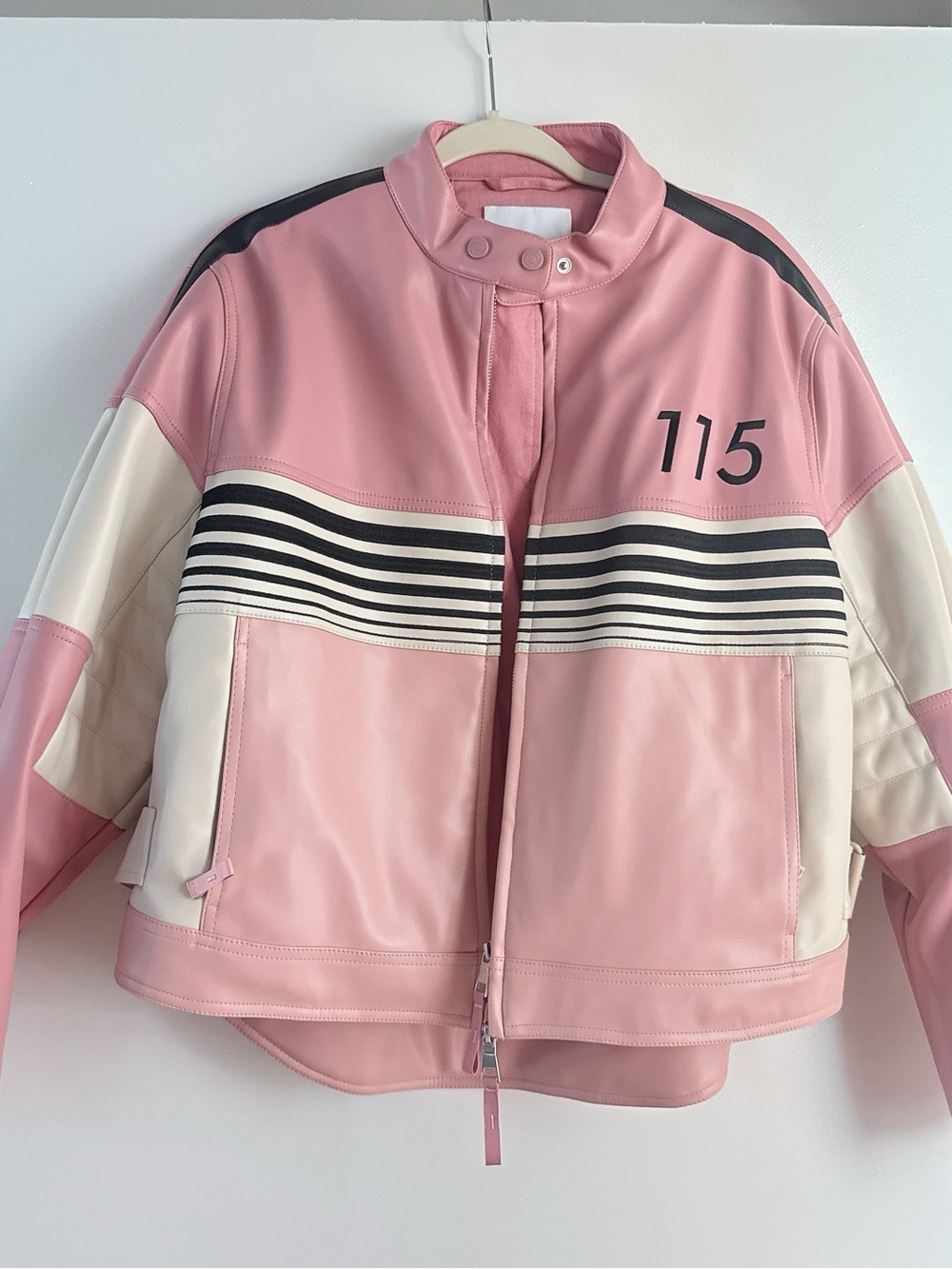 House of Sunny Pink & Cream Colorblock Bomber Jacket